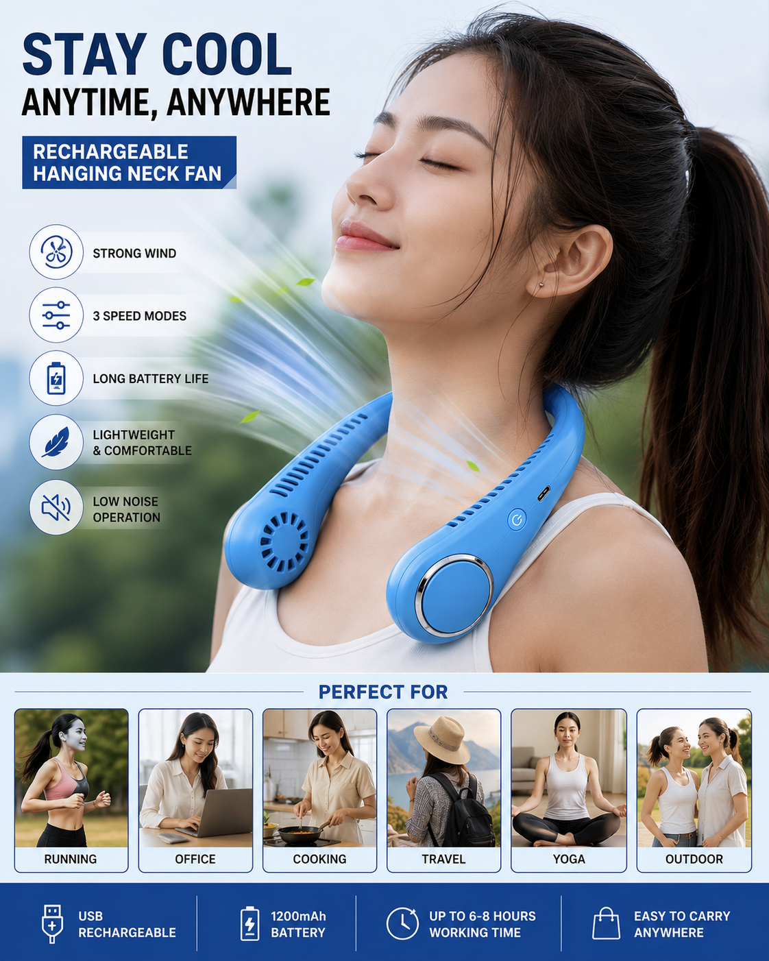 Rechargeable Hanging Neck Fan
